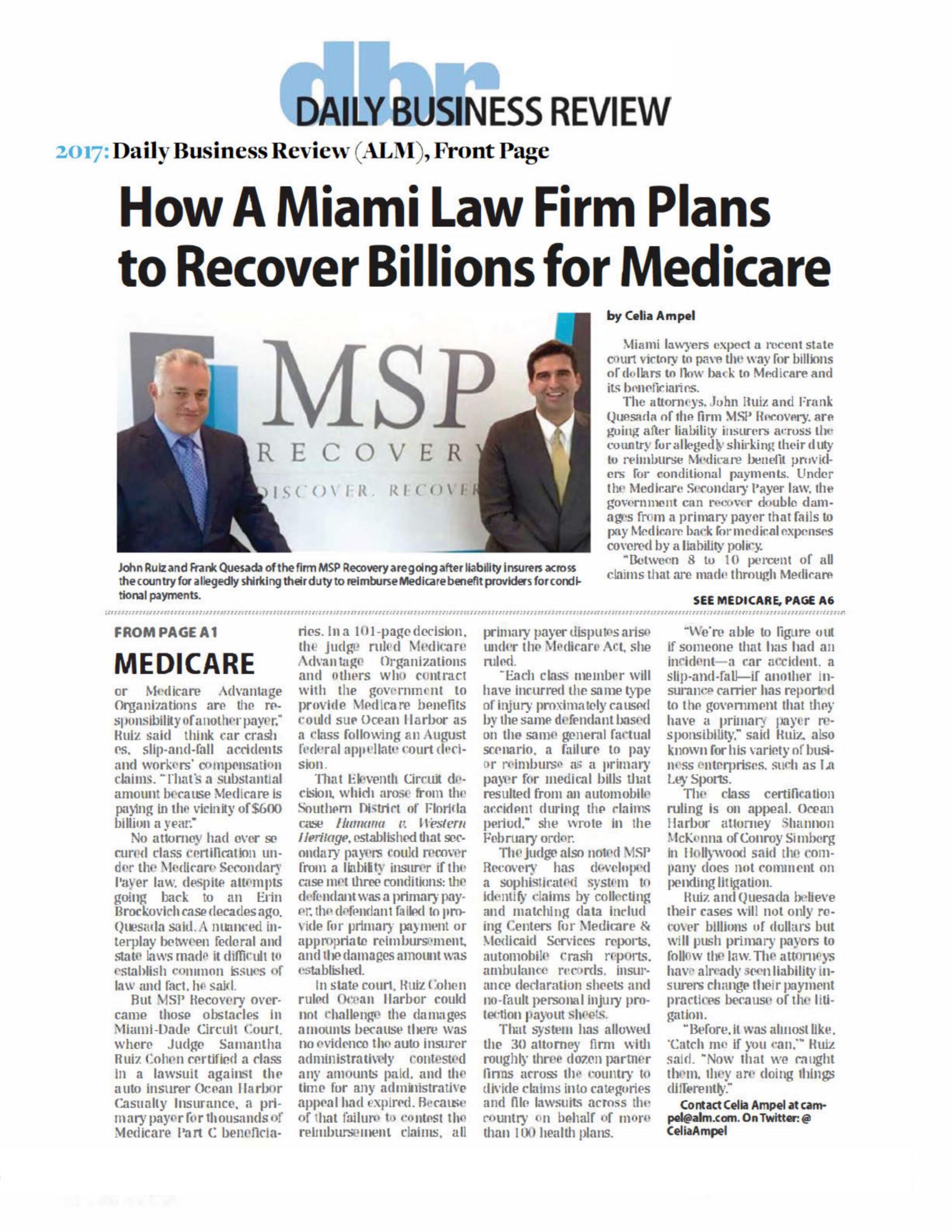 How A Miami Law Firm Plans to Recover Billions for Medicare - MSP Recovery